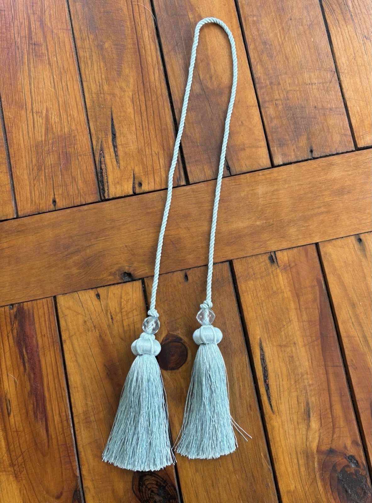 Double Tassel Curtain Tie Back 5″, Light Blue