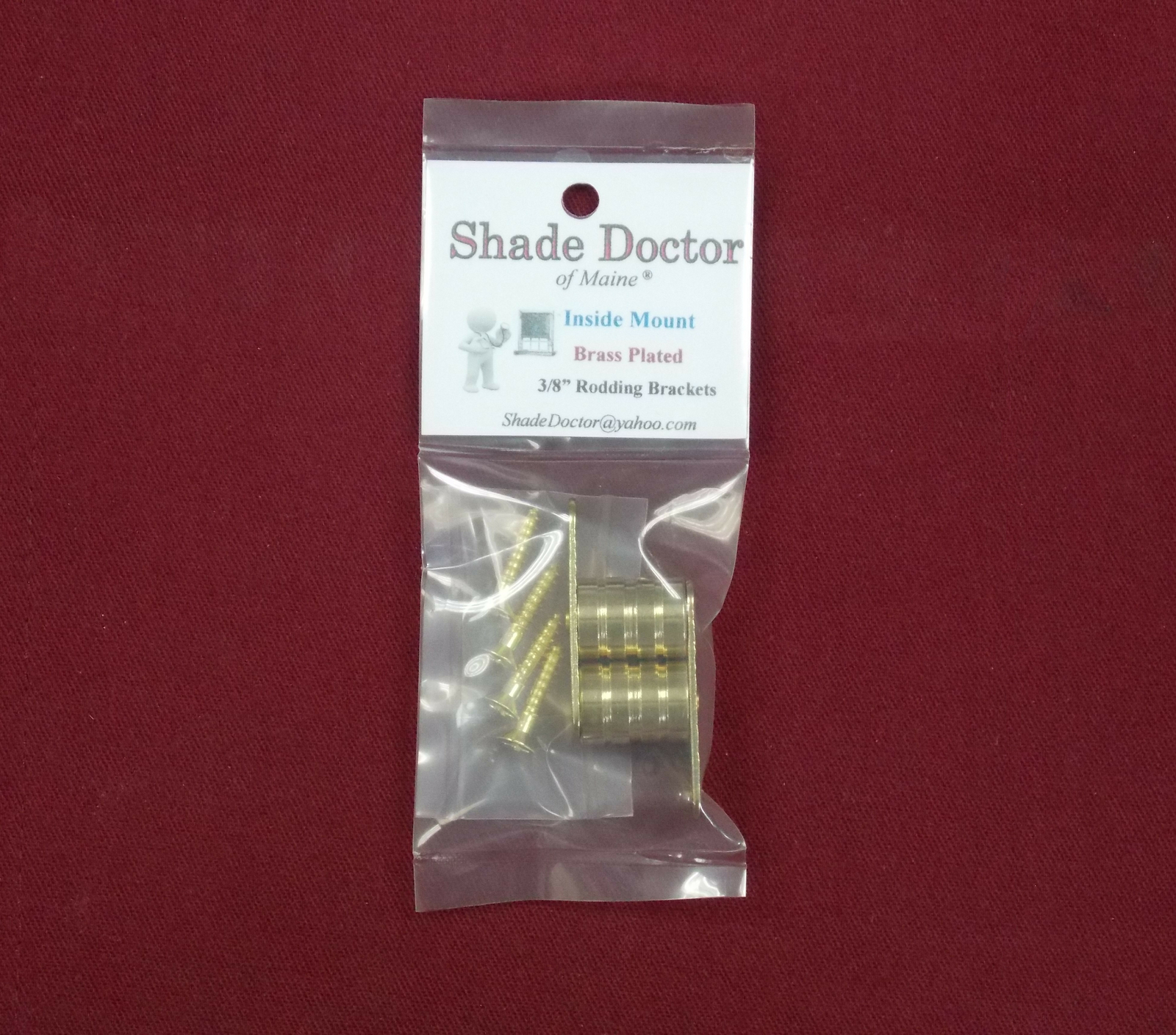 INSIDE MOUNT Brass Plated BRACKETS for 3/8″ Rodding Doors & Sidelights (1-Pair)