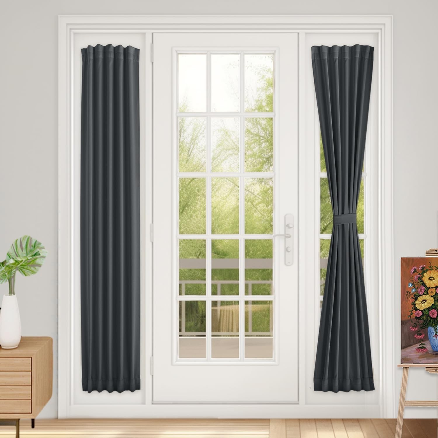 Sidelight Curtains for Front Door, 12 Inch Wide Narrow Window Curtains