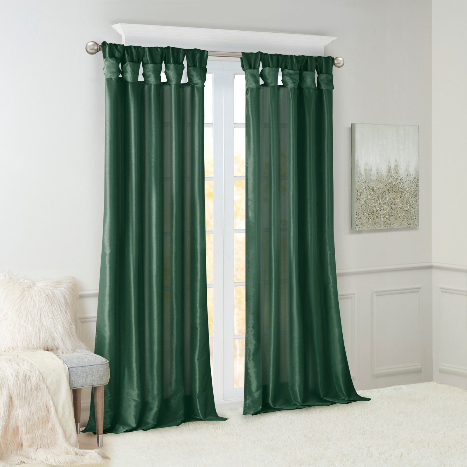 Madison Park Emilia Twist Tab Lined Window Curtain Panel 50×108 50×84 50×95