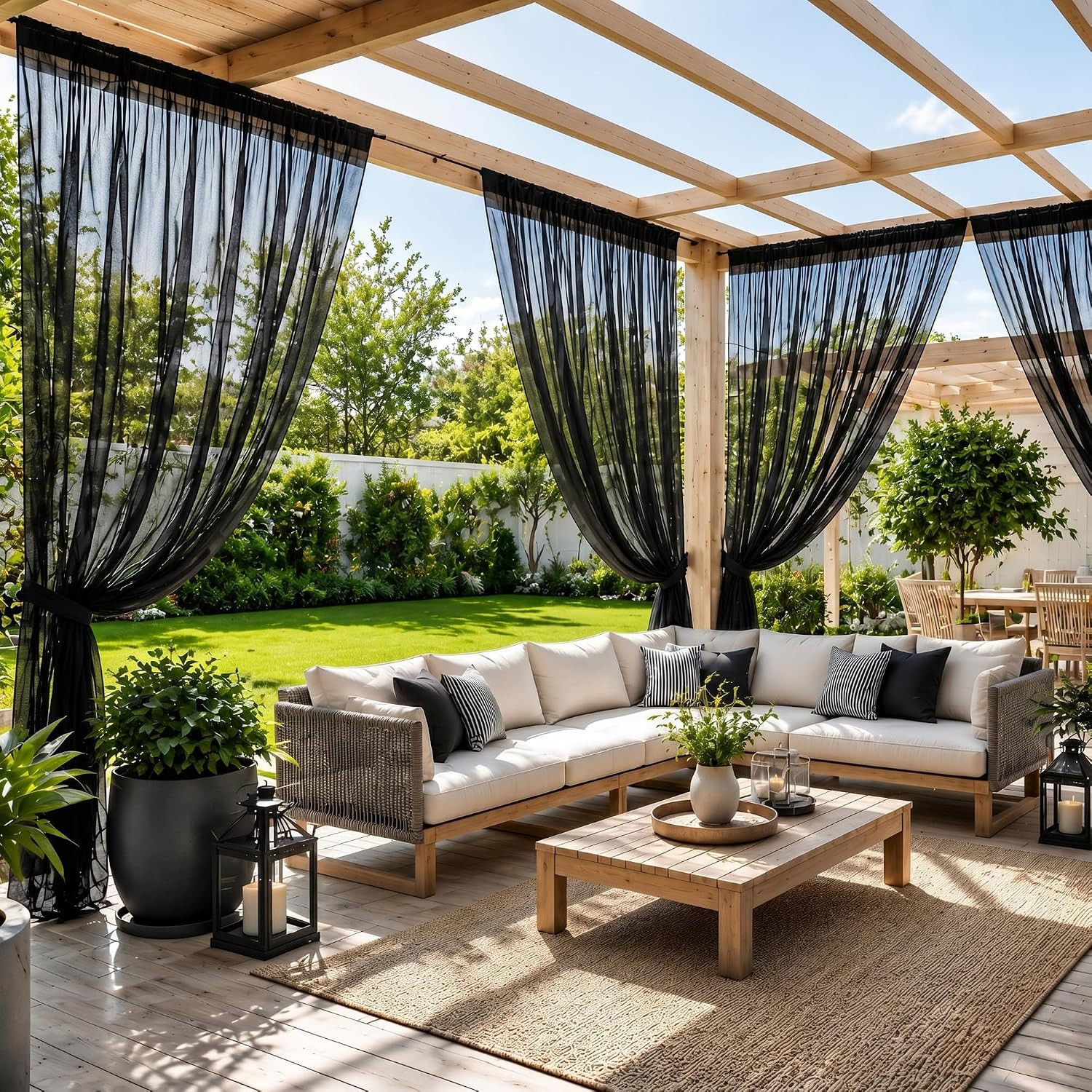 Outdoor Curtains Weighted, Outdoor Sheer Curtains & Lightweight Privacy Mesh, Ad