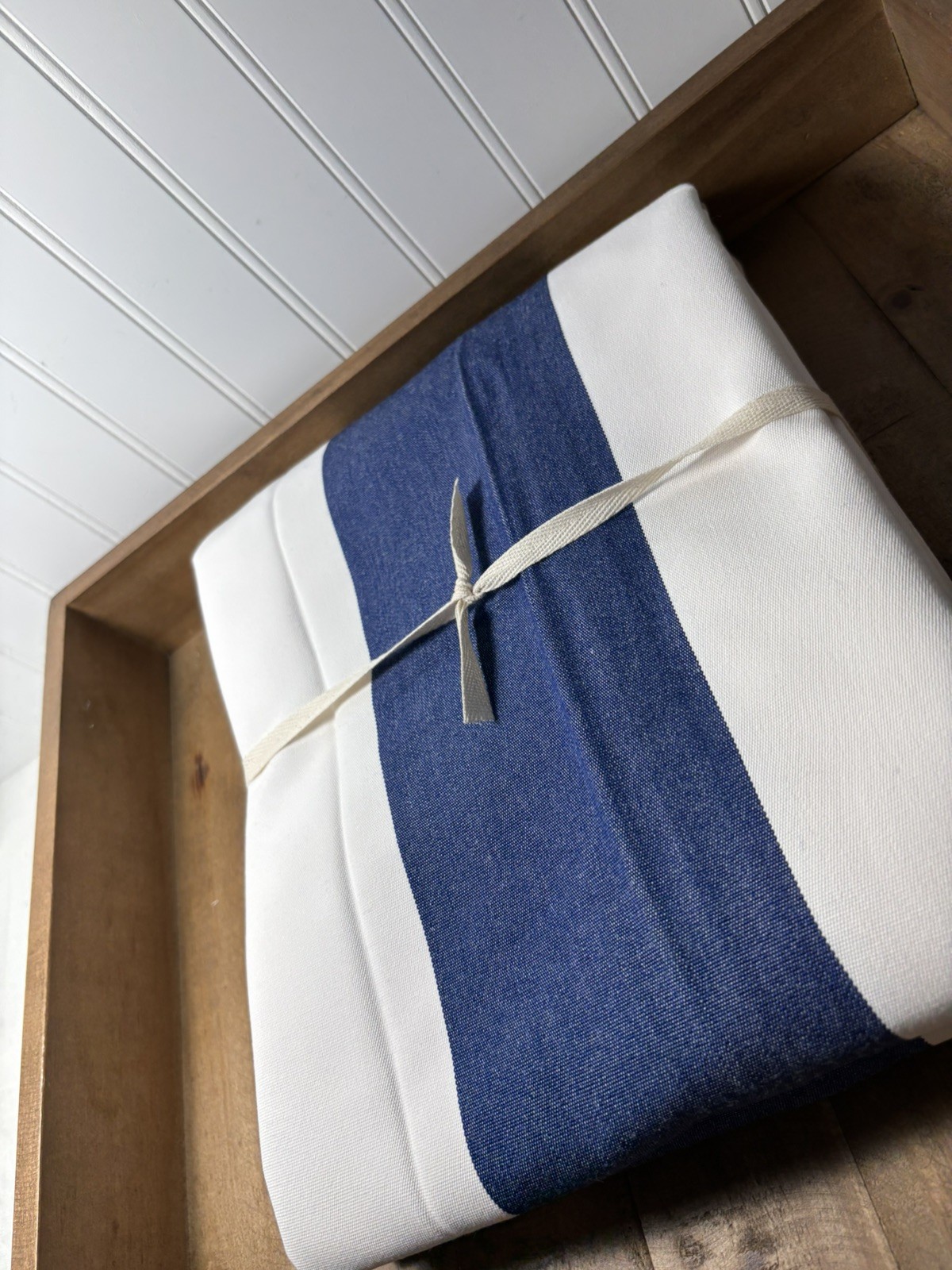 Pottery Barn Sunbrella® Awning Striped Grommet Outdoor Curtain ~ 50”x 84” ~ Blue