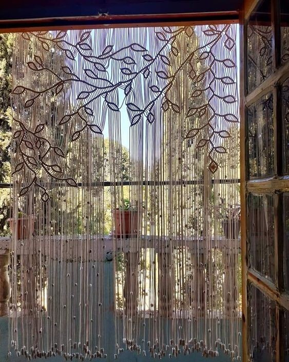 Leaf Decoration, Macramé Curtain, Macramé Wall Hanging, Bohemian Art