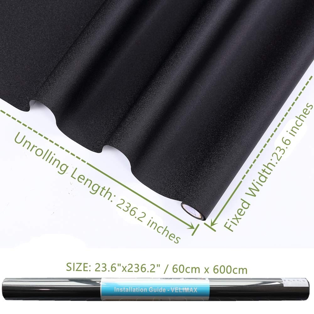 Static Cling Total Blackout Window Film Privacy Room Darkening Window Tint Bl…