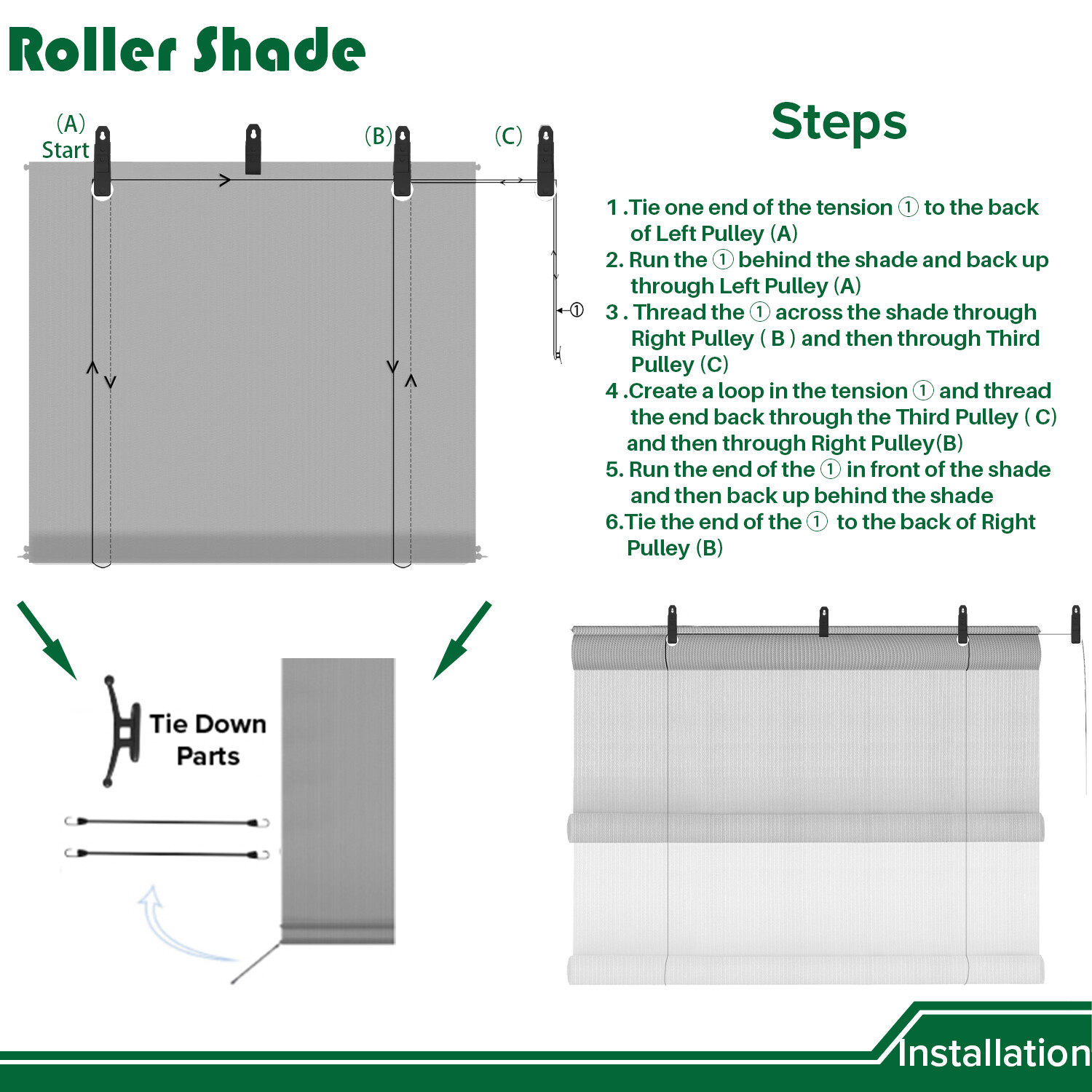 Roller up Shades Curtain Patio Deck Porch Pergola Balcony Backyard Outdoor-6FT