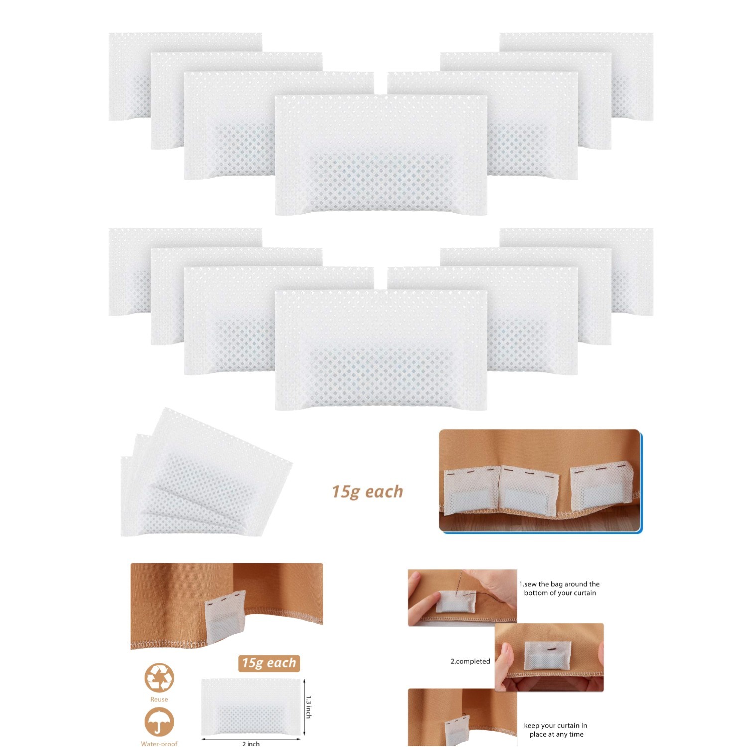 20 Heavy-Duty Drapery Weights – Elegant Indoor & Outdoor Curtain Solutions