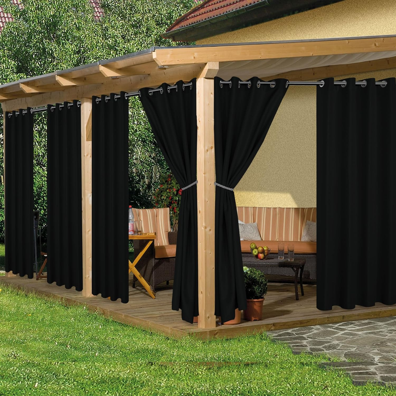 Outdoor Curtains for Patio Waterproof, 6 Panels – 54X84 Inches – Weatherproof Pr