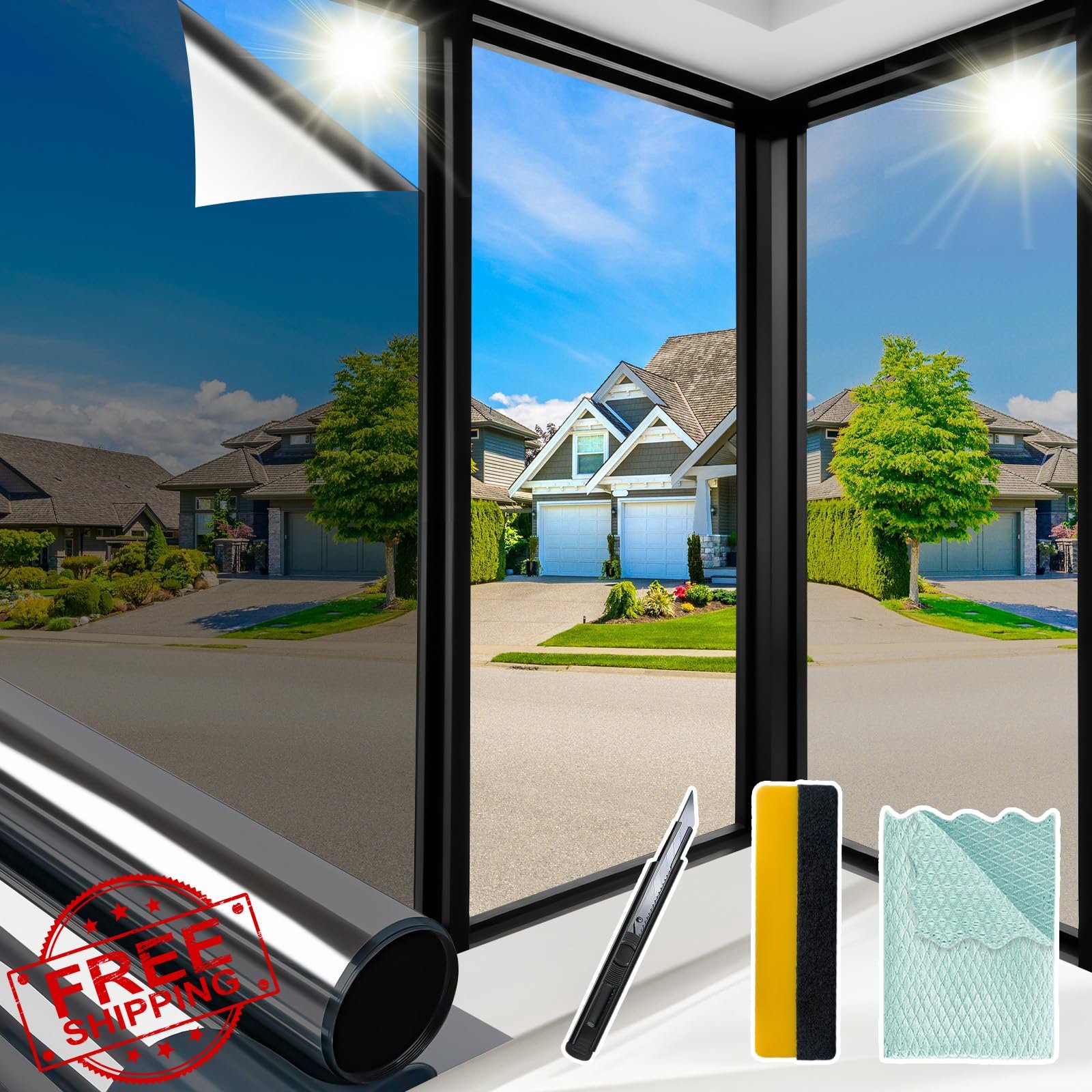 Niviy Black Silver 17.7″x118″ One Way Window Film