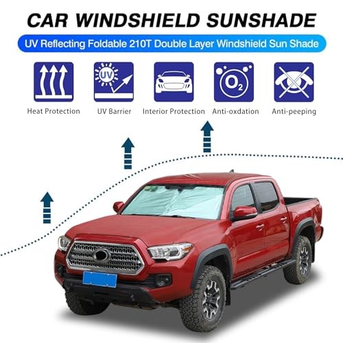 The Original Windshield Sun Shade for Tacoma 2006 Silver-coated Fabric Silver