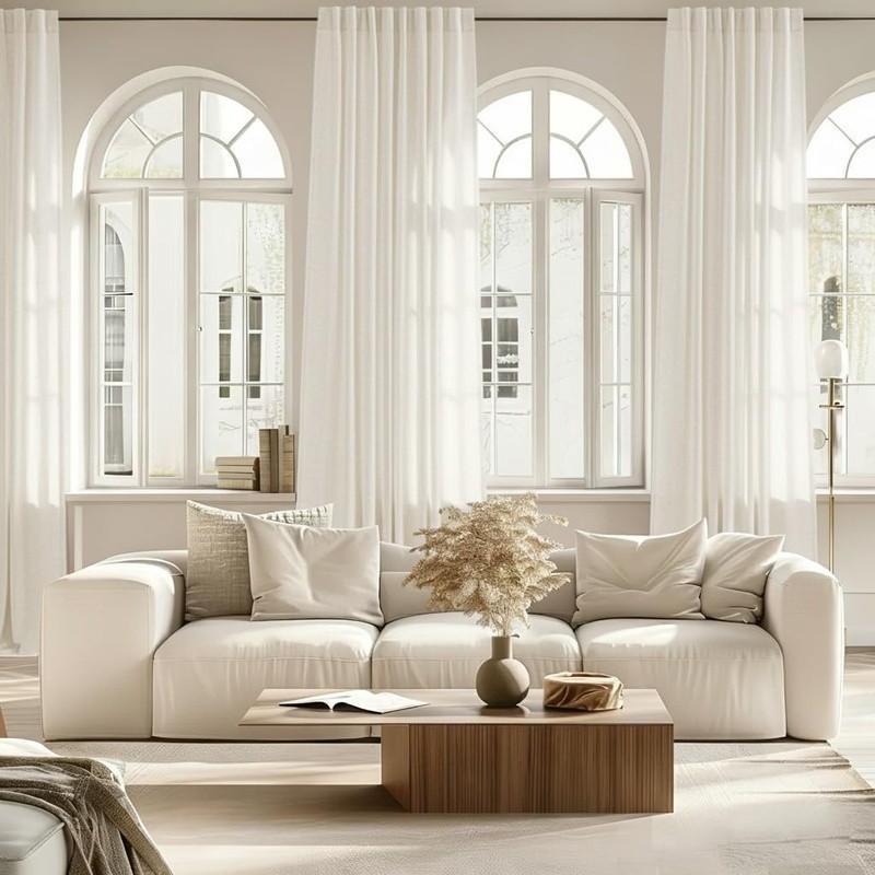 Premium Linen Curtains Semi-Sheer Ready-to-Hang W/ Dual-Rod Pocket 2 Panels New