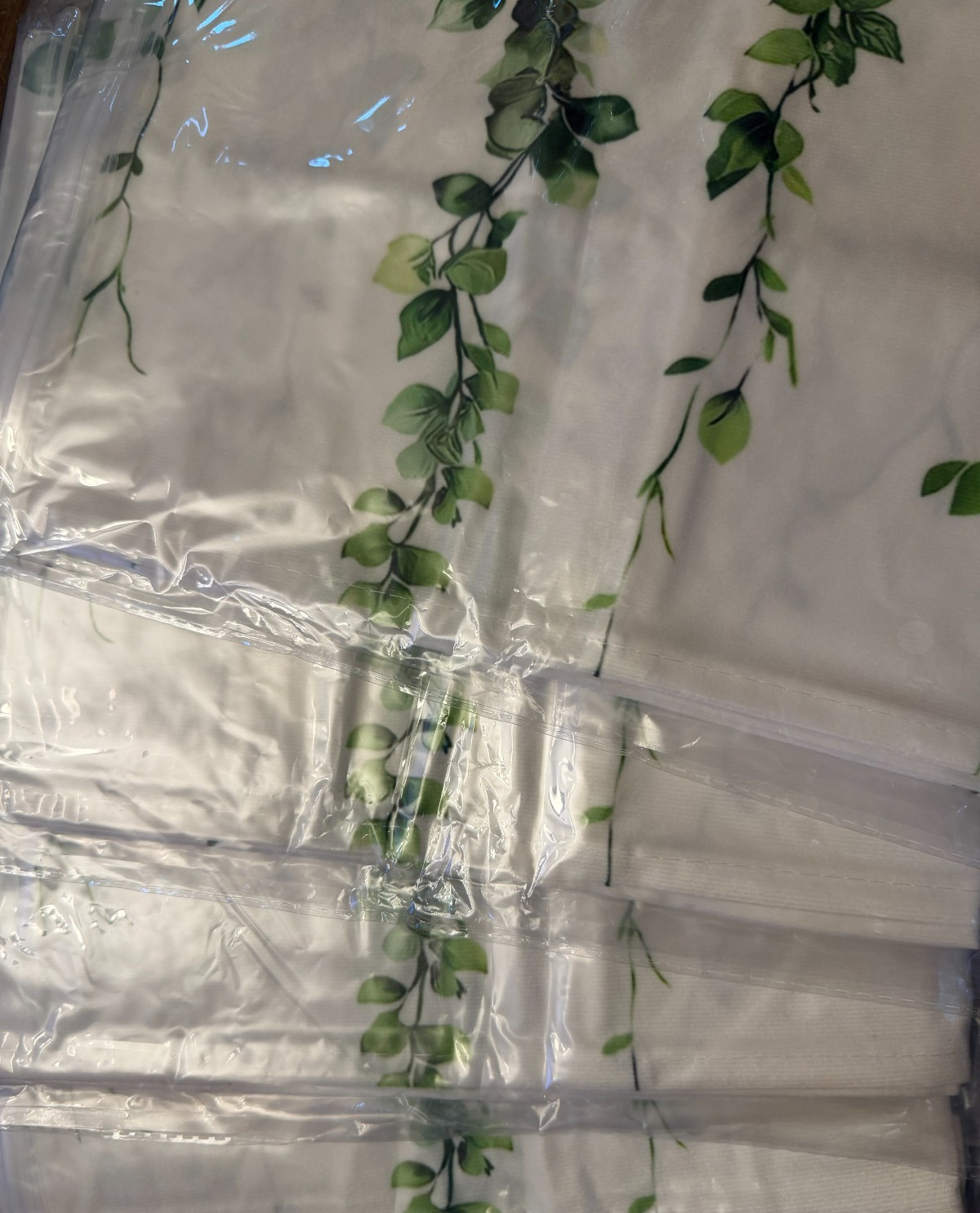 New-4 Window Valances, White with Green Leaf Vines 54″W X 18″L – holds 1-3″ rod