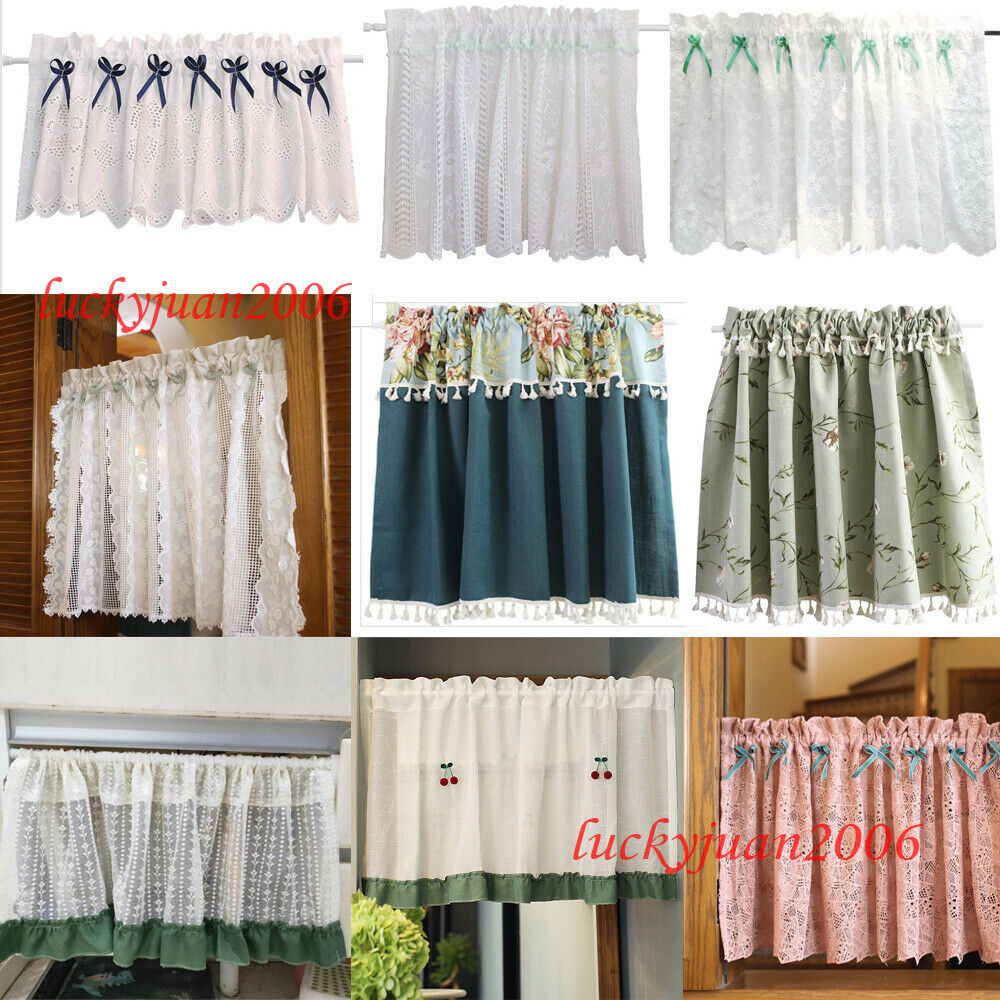 Tier Curtain Semi Sheer Short Cafe Curtain Rod Pocket for Kitchen Bathroom