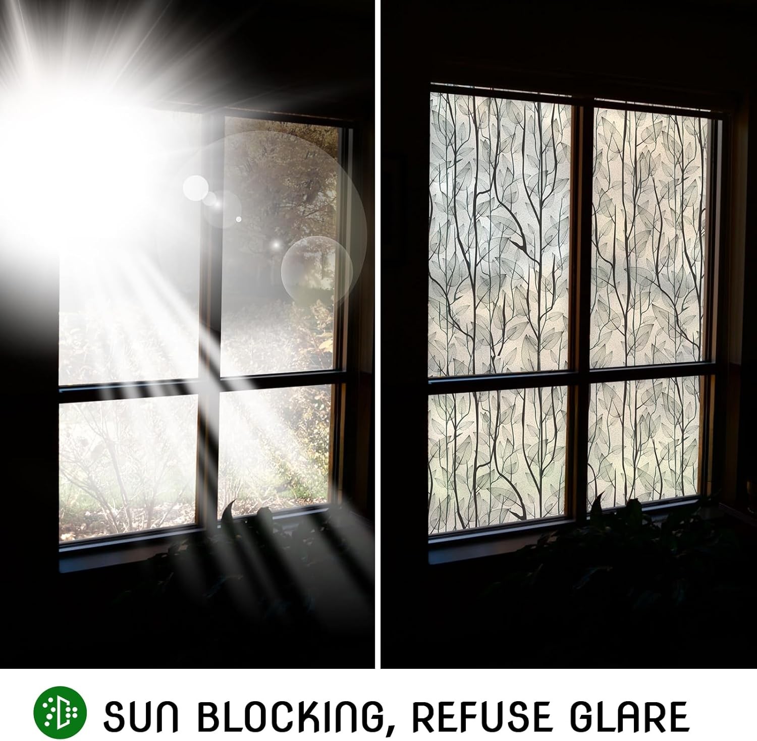 DKTIE Window Film Privacy 17.7'' x 78.7'', Dark Green