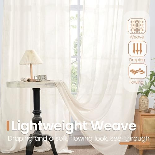 Short Curtains 45 Inch Length for Cafe Kitchen 30″W x 45″L (Pack of 2) Linen