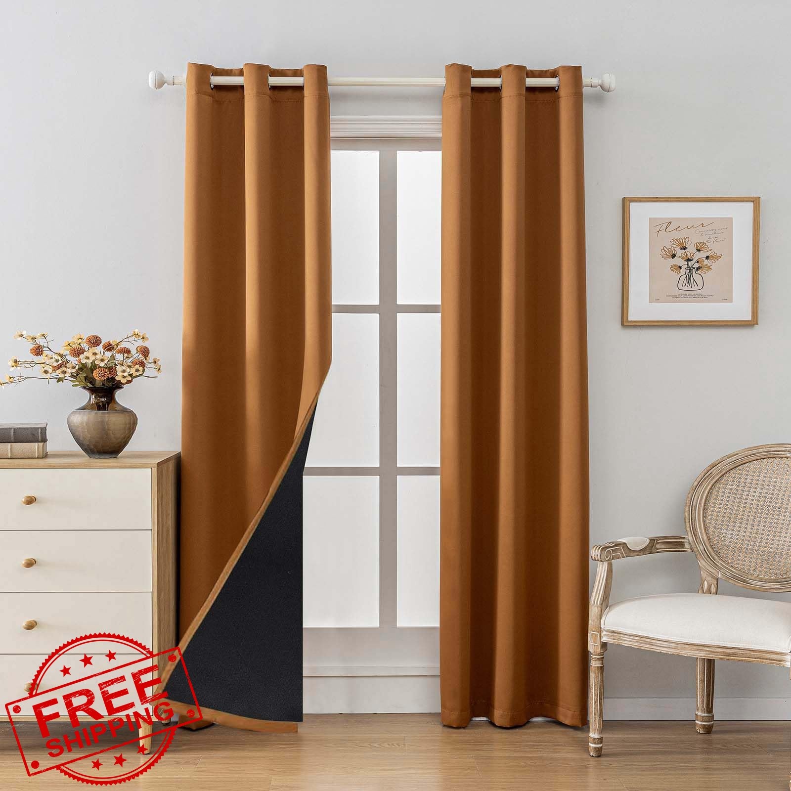 Anytime Orange 37″W x 84″L Blackout Curtains (2pk)
