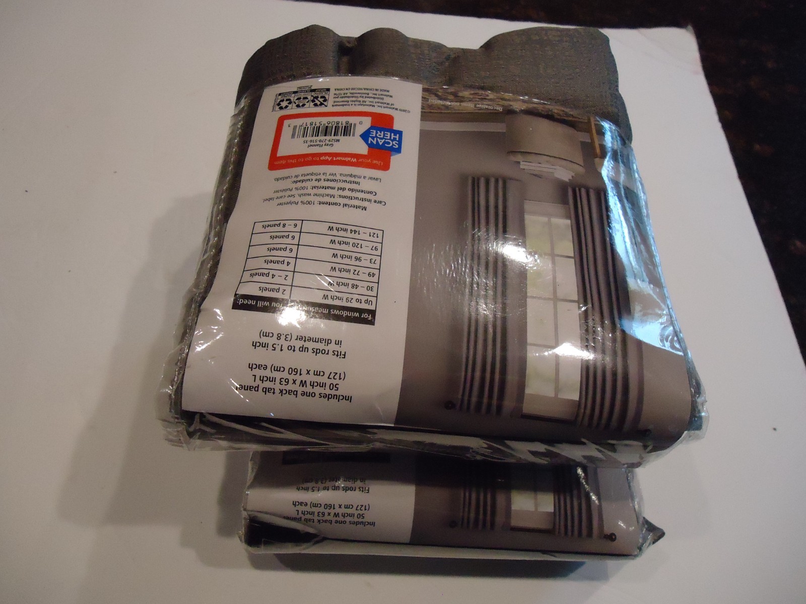 Lot of (2) Mainstays Solid Gray Blackout Curtain 63″Hx 50″W Panels