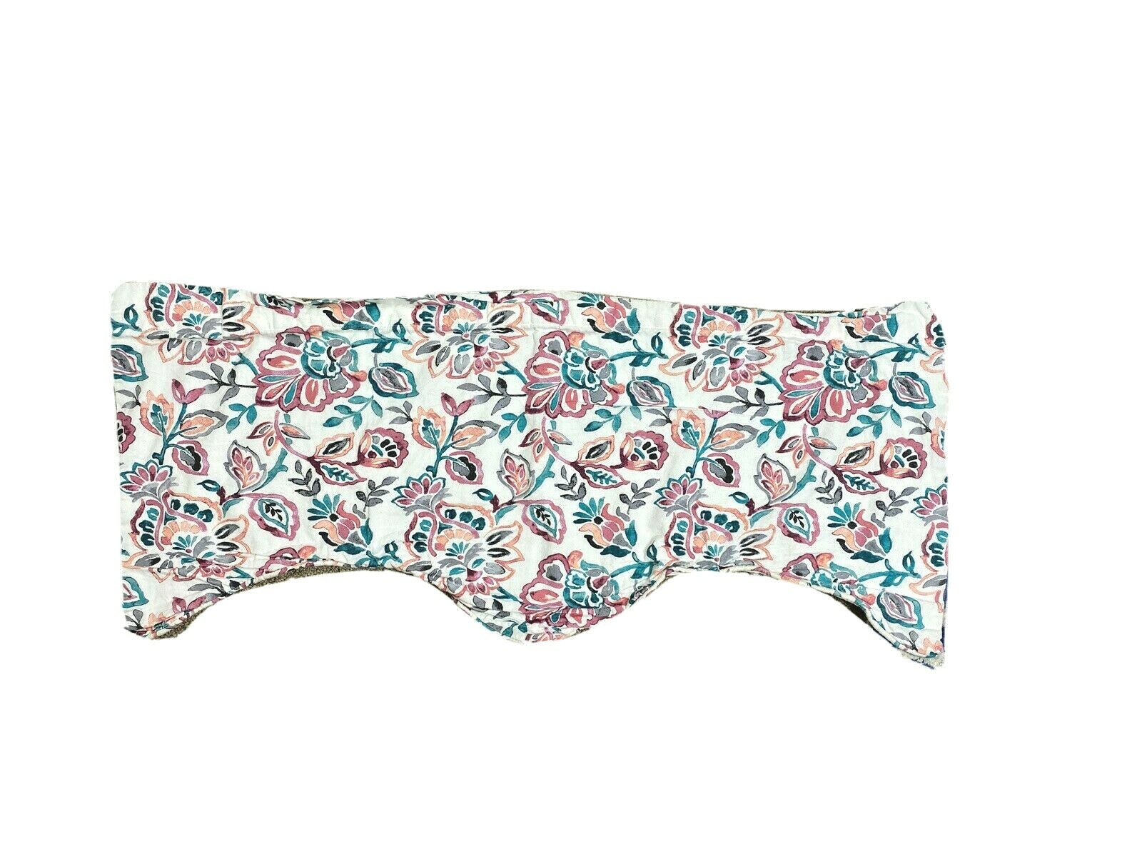 Pair Cotton Printed Valances Short Curtains White Pink Blue Floral Lined