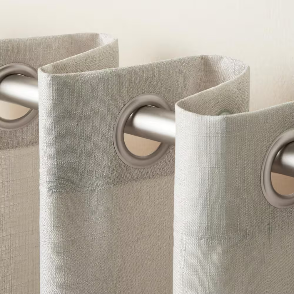 Loha Natural Solid Light Filtering Grommet Top Curtain, 54 In. W X 96 In. L (Set