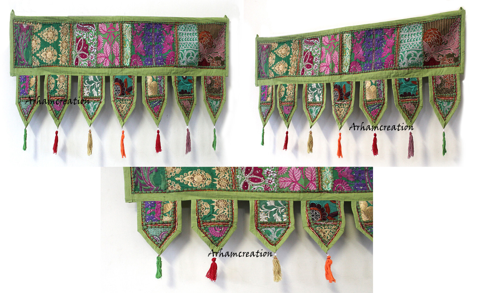 10 pc mix lot cotton patchwork toran door decorative vintage valance 1 pc Free