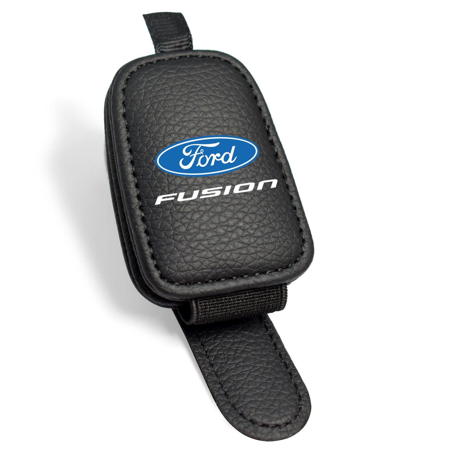 Ford Fusion Rectangle Black Leather Magnetic Sunglass Sun Visor Holder