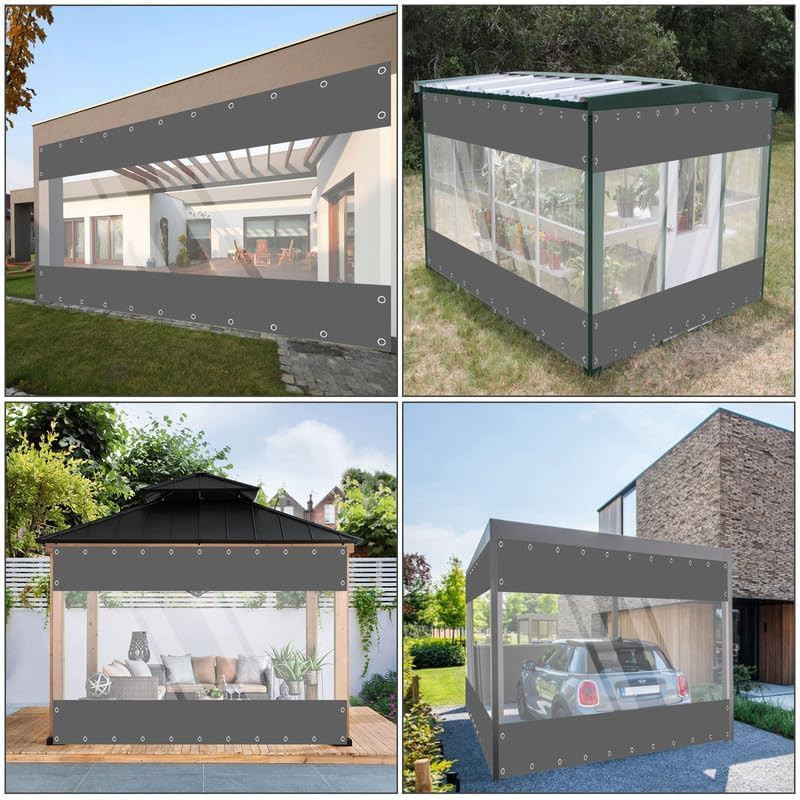Clear Vinyl Patio Curtain Enclosure Heavy Duty Tear Resistant Waterproof Anti UV