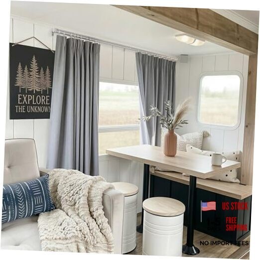 RV Track Blackout Curtains for Short Windows, 42″W x 45″L (Pack of 2) Grey