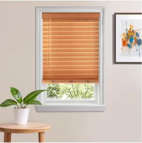 CUSTOM SIZE Cordless Faux Wood Blinds for Windows with 2.5 in. Slats
