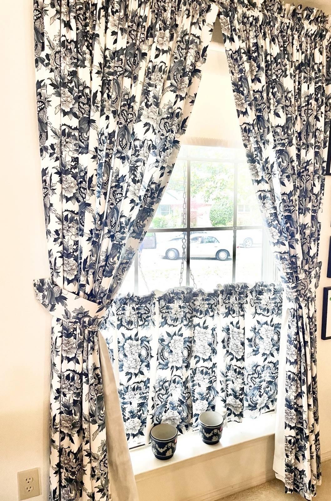 RARE Single CUSTOM Ralph Lauren *NANKING CURTAIN PANEL Blue White Rod Pocket