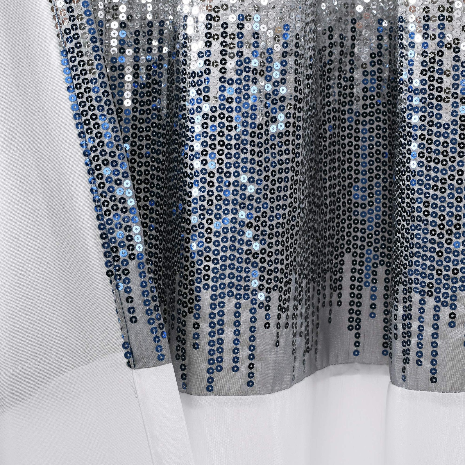 Navy White Glamorous Sequin Window Curtain Panel 42×108 Modern Decor