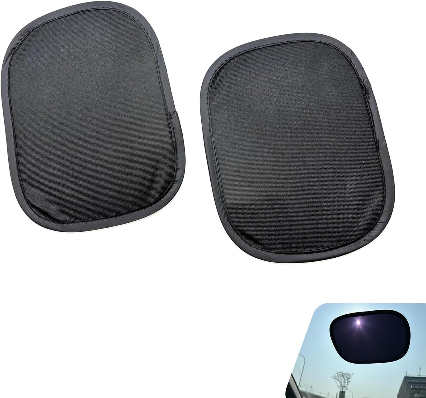 Static Cling Car Window Shades, Universal Sun Glare Protection (Black) 2-Pack