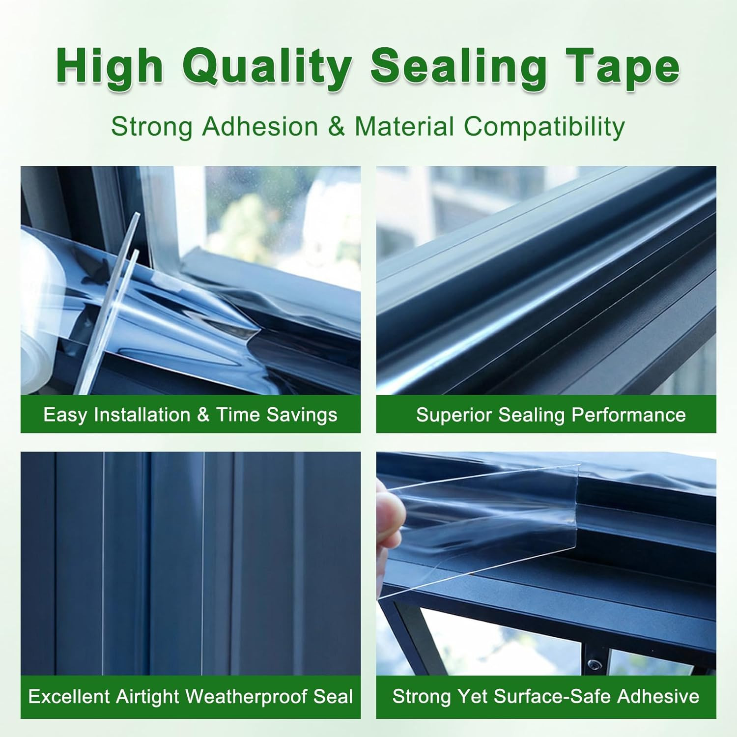 Transparent Window Weather Sealing Tape 2 Inch X 33 FT Weather Stripping Residue
