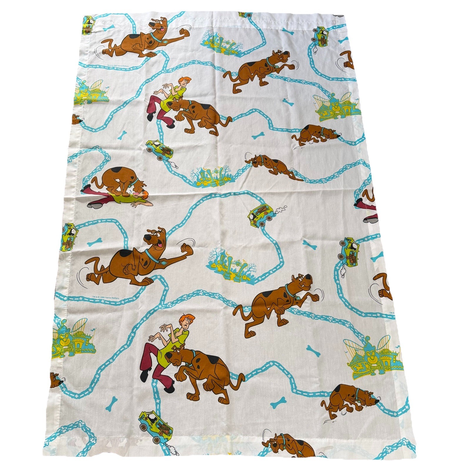 1 Y2K Vintage Scooby Doo Fabric Curtain Panel 1999 Hanna Barbera Dan River 63×41