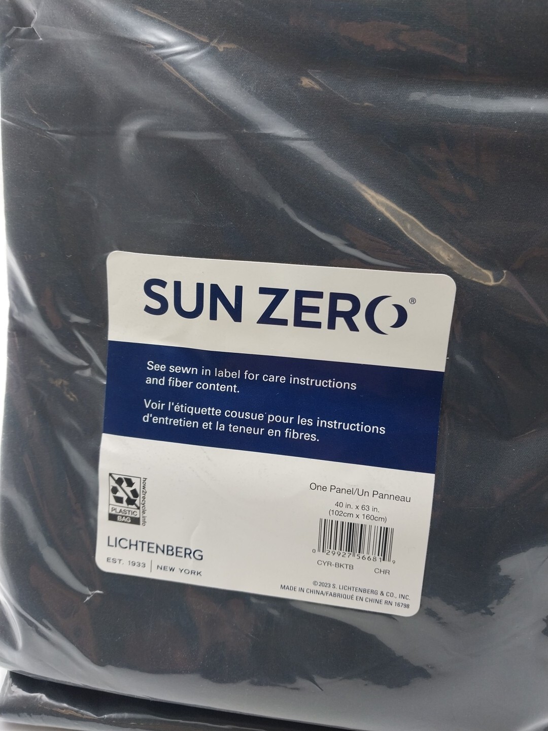 Sun Zero Panel Curtain 40in x 63in Black