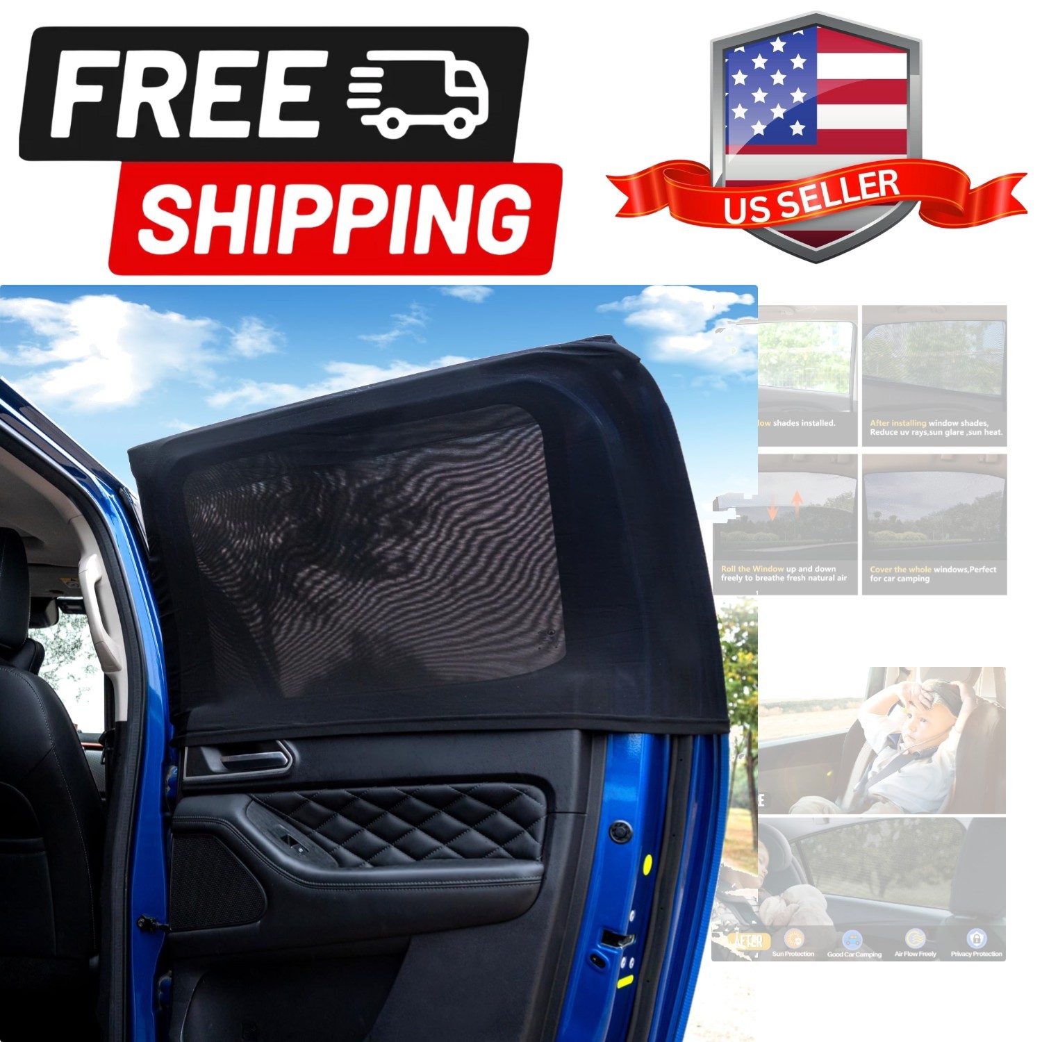 Car Rear Side Window Shades for Pickup Trucks,7 Seats Larger SUVs, Breathable…