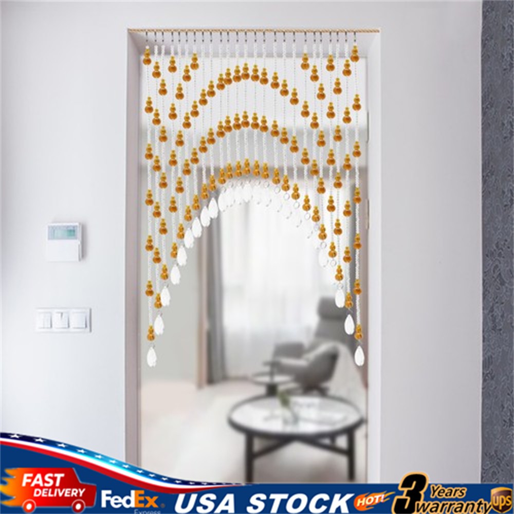 Amber Beaded Door Curtain 25-Strand Crystal Glass Beads Curtain for Home Décor