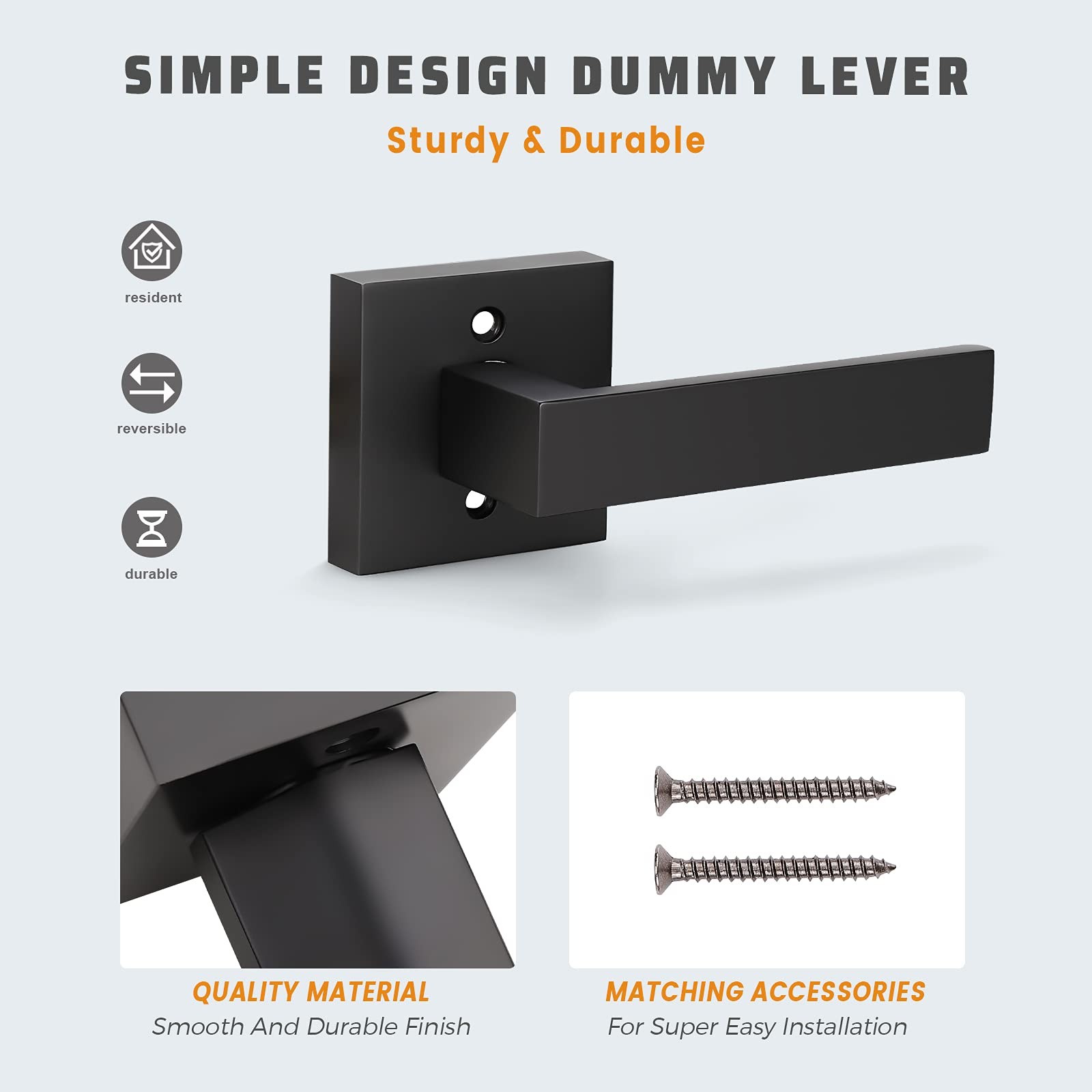 Knobwell 10 Pack Single Sided Heavy Duty Black Interior Door Handles Right/Left