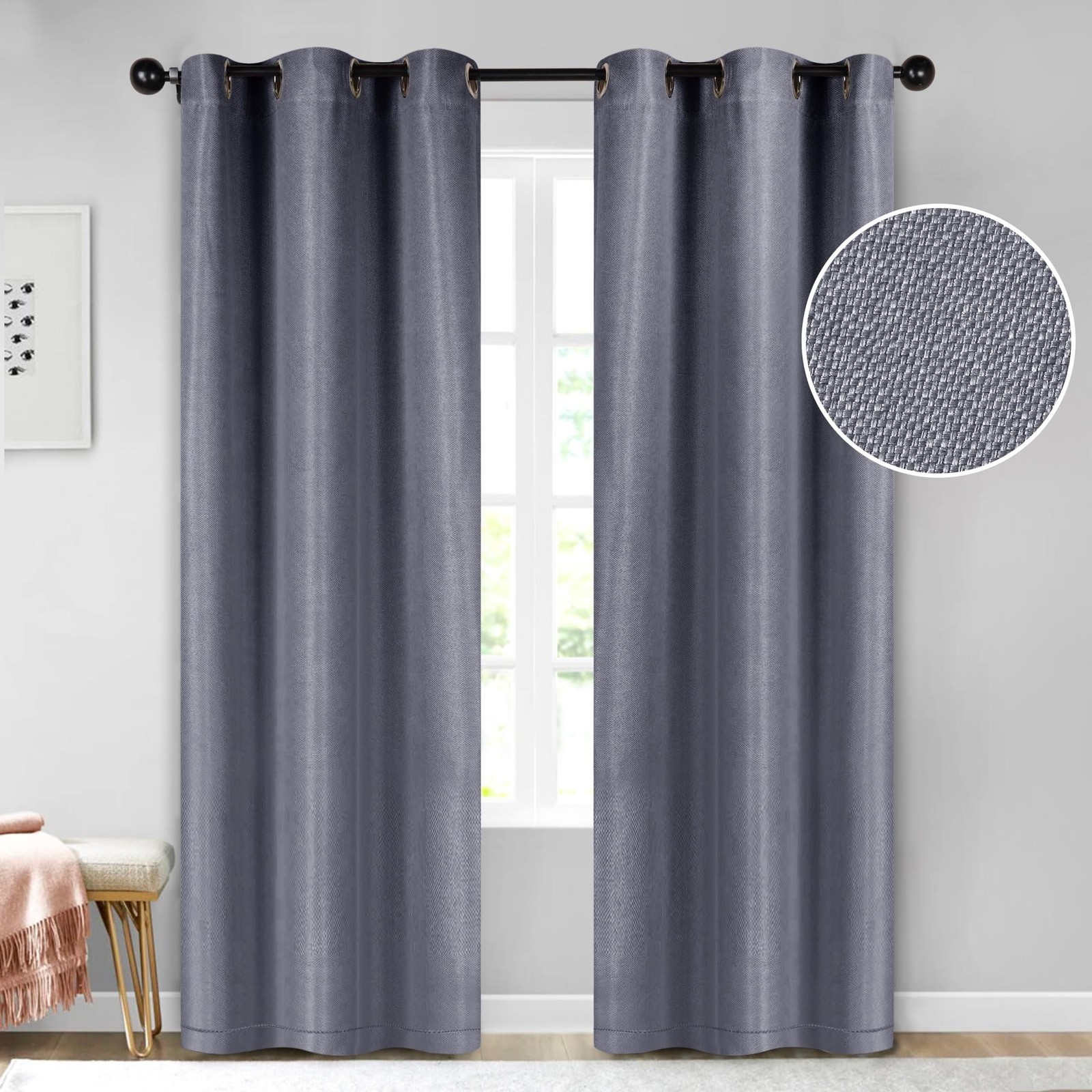 Blackout Curtains, Sun Blocking Curtain for Bedroom, Solid, Textured, Living …