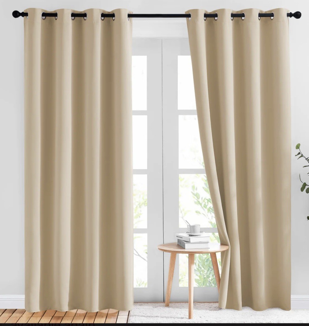 NICETOWN Biscotti Beige Blackout Curtains 84 inches Long for Bedroom Thermal…