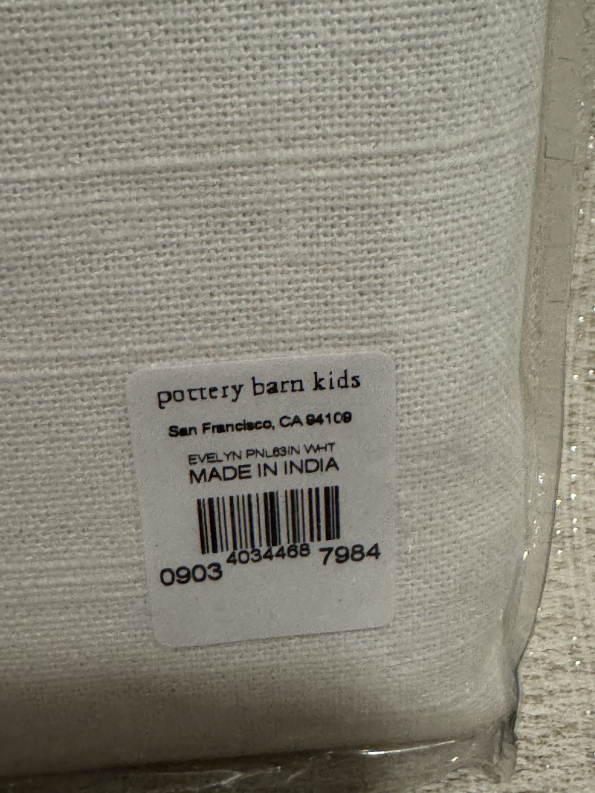 Pottery Barn Kids Evelyn Blackout Panel White 44x63in Cotton Linen Modern