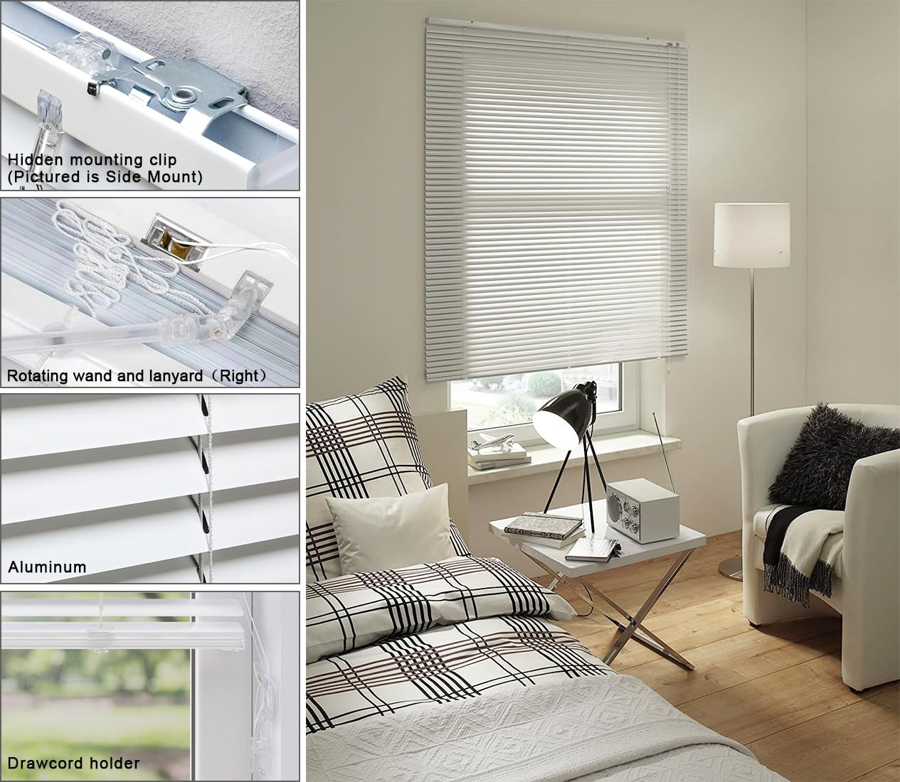 Mini Blinds Suitable for 20″ W x 64″ H Windows 1″ Aluminum Horizontal Venetia…