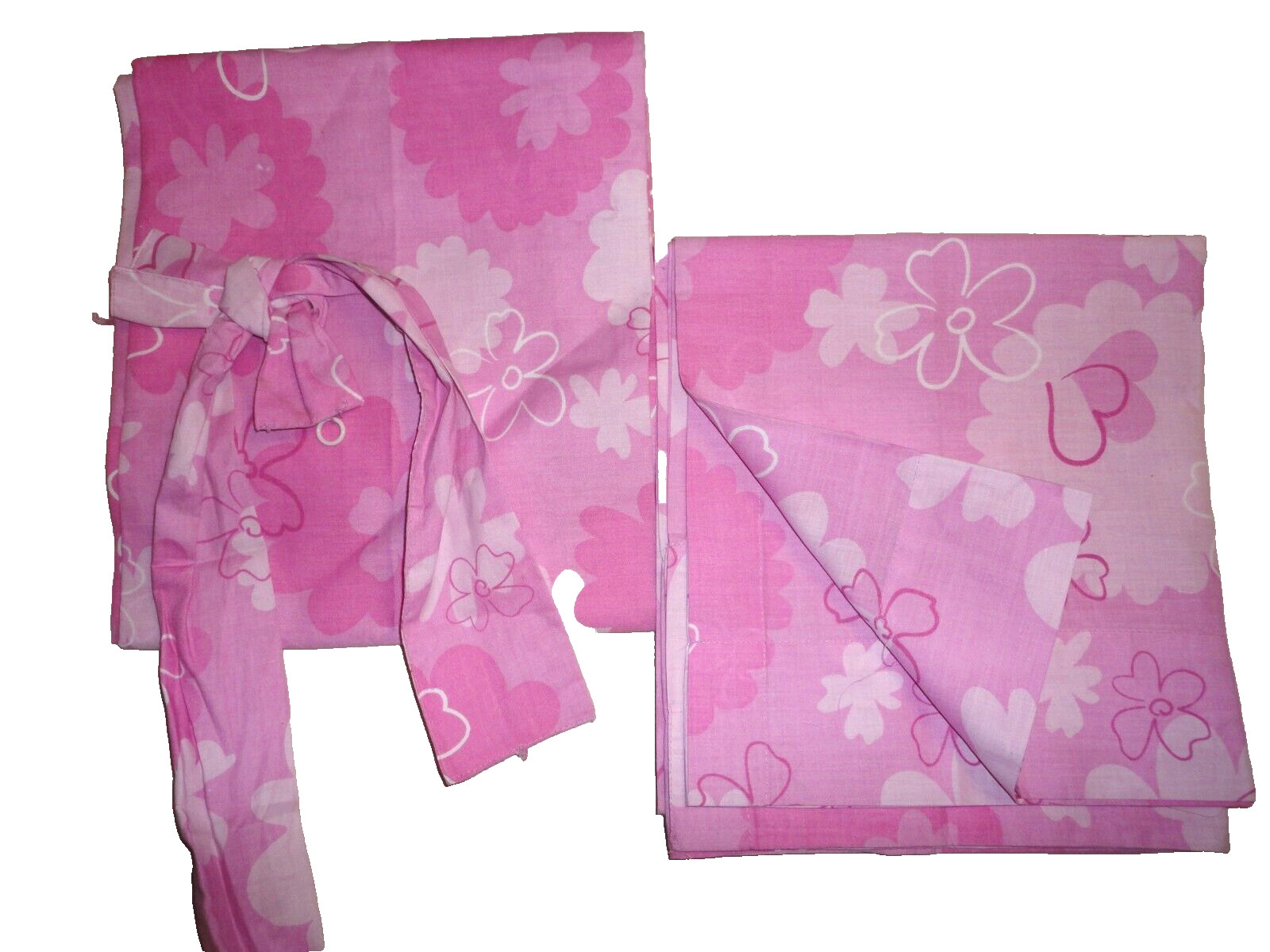 DISNEY PRINCESS (PAIR) UNLINED PANELS CURTAINS & TIEBACKS PINK FLORAL 42 X 84