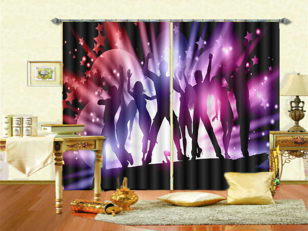 Many Light Stage Dance 3D Curtains Blockout Photo Printing Curtains Drape Fabric