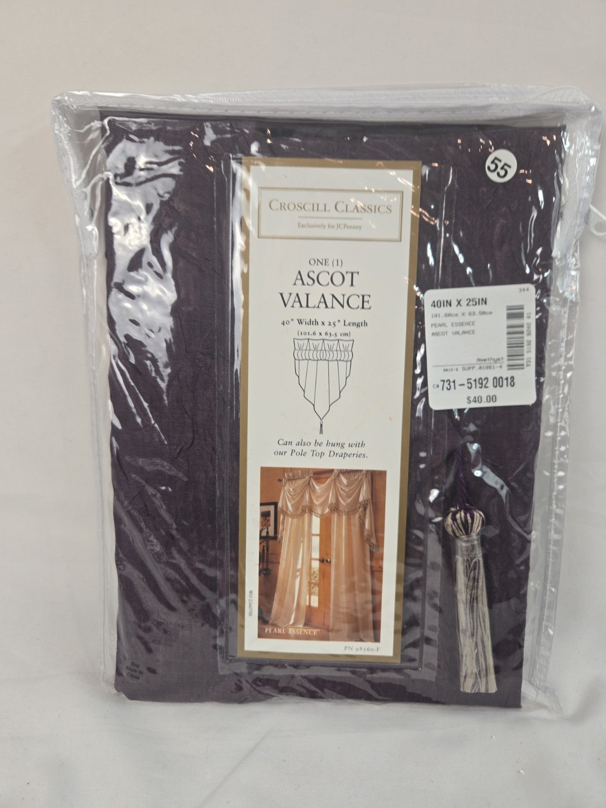 VTG new Croscill Classics Ascot Valance 40″ x 25″ Pearl Essence Amethyst 9230