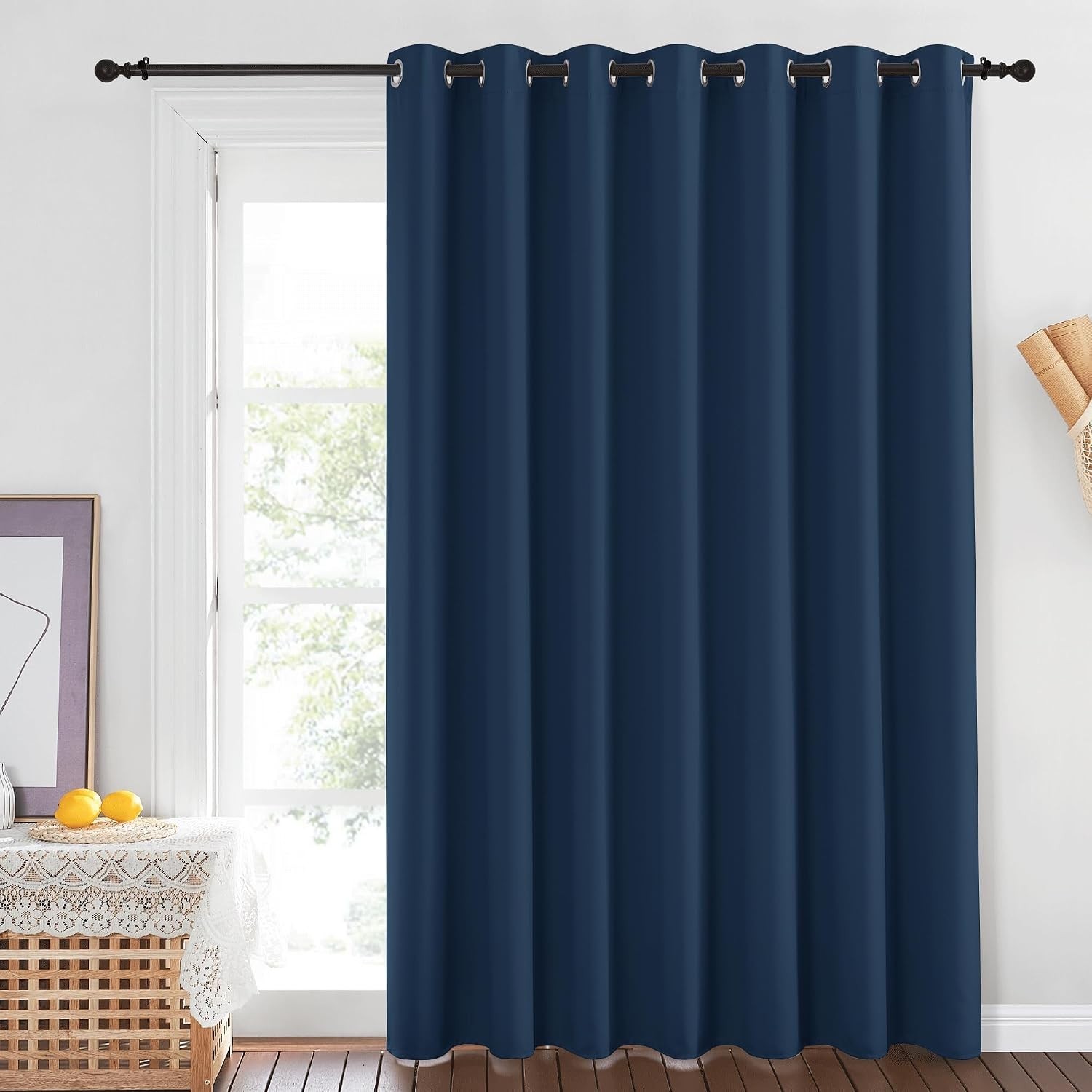 Vertical Blinds for Sling Glass Patio Door – Silver Grommet Top Privacy Black…