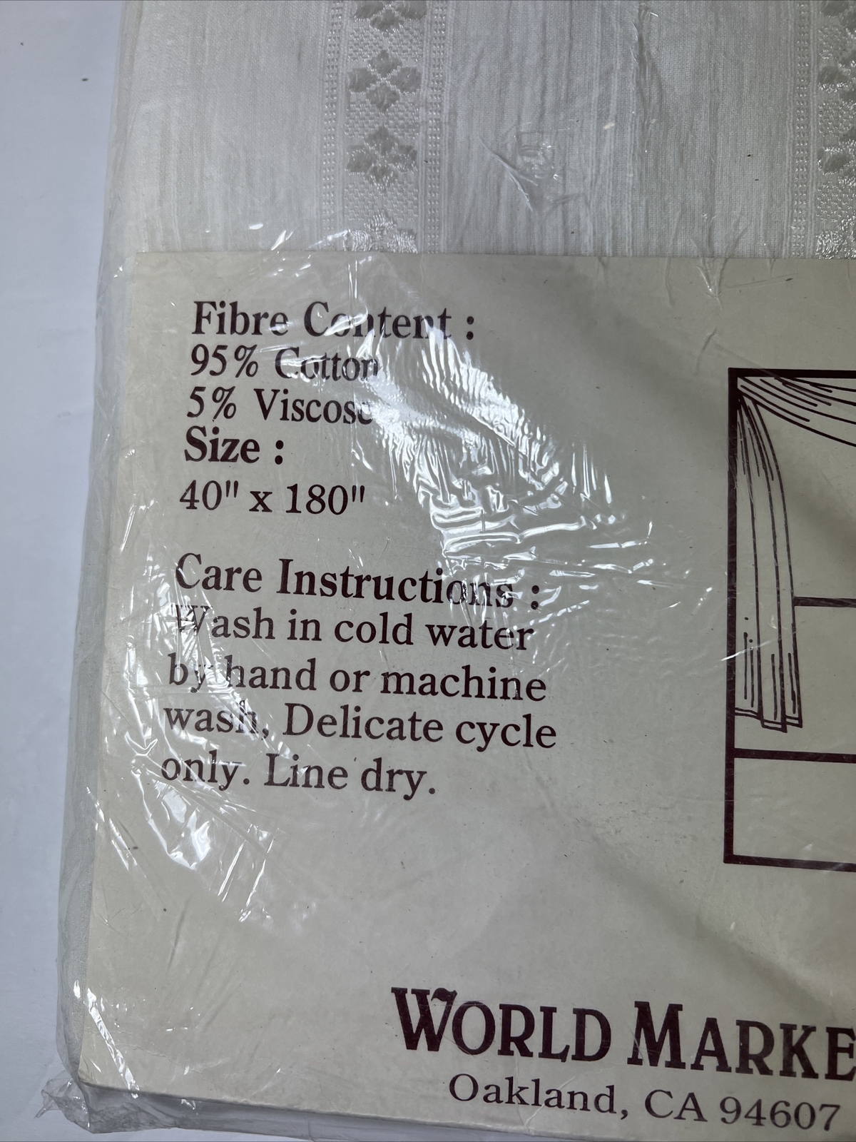 ~ Vintage Swag Panel Window Curtain Embroidered White 40”x 180” NEW Lot Of 2
