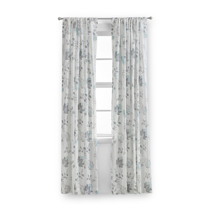100% Cotton Sheer Floral Curtain Panel Rod Pocket Indoor Window Treatment 50×63