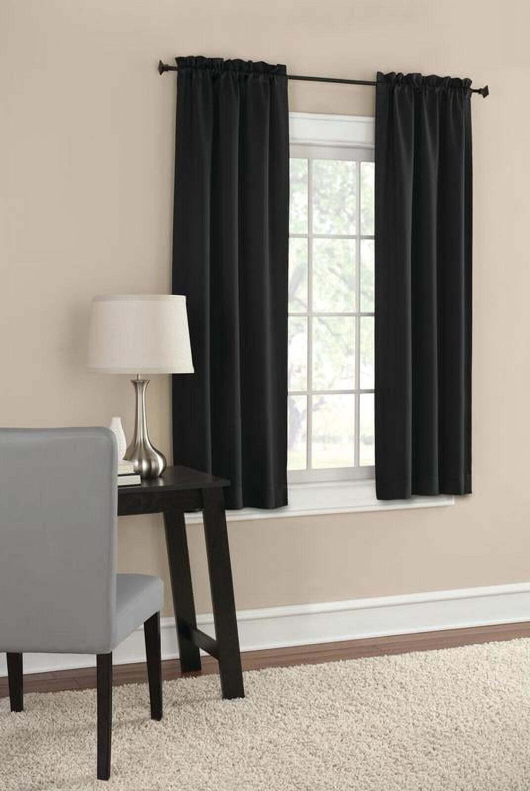 Mainstays Blackout ROD POCKET Curtain 2 PANEL Black 30″ W x 63″ L 30 x 63″ S12
