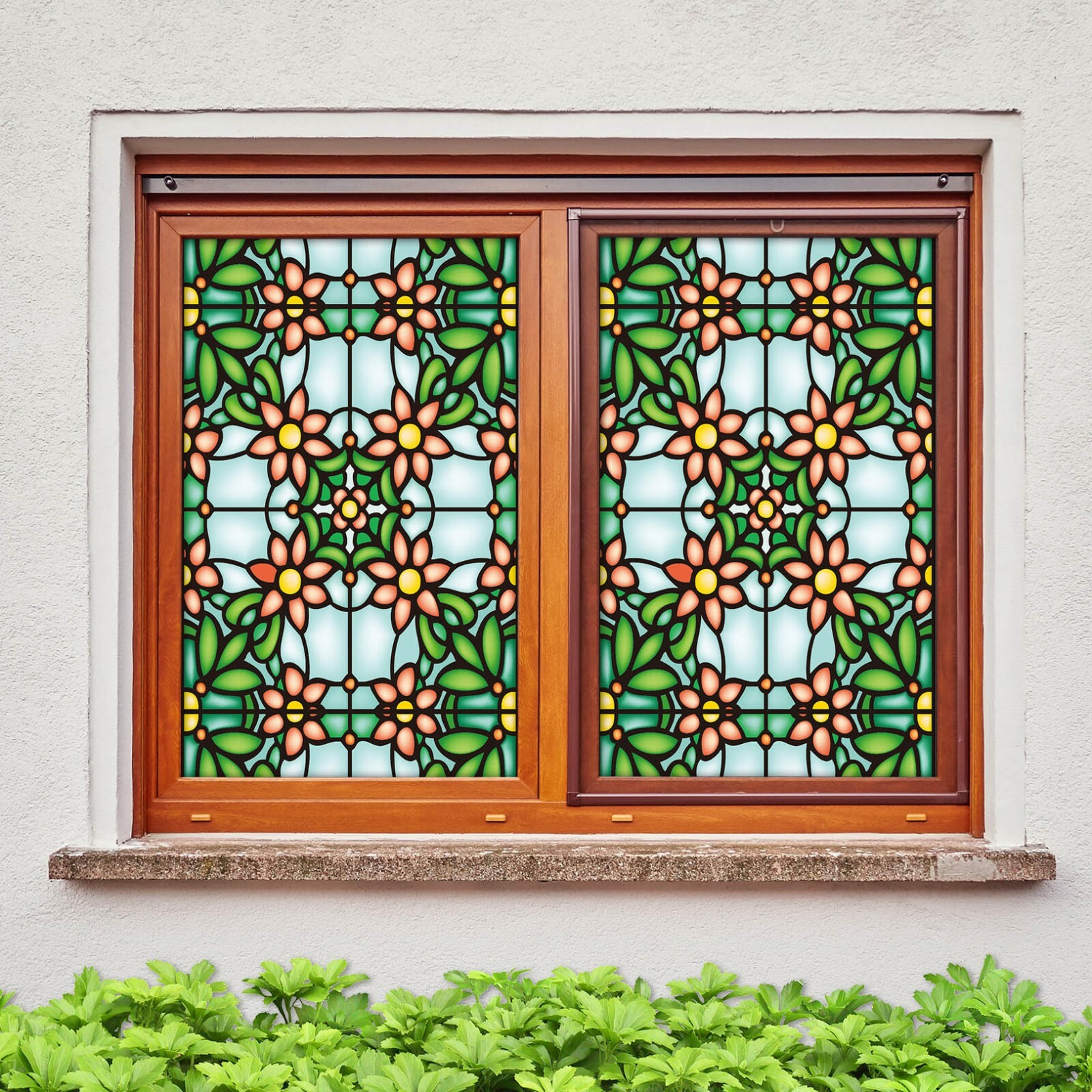 3D Orange Flower A405 Window Film Print Sticker Cling Stained Glass UV Amy