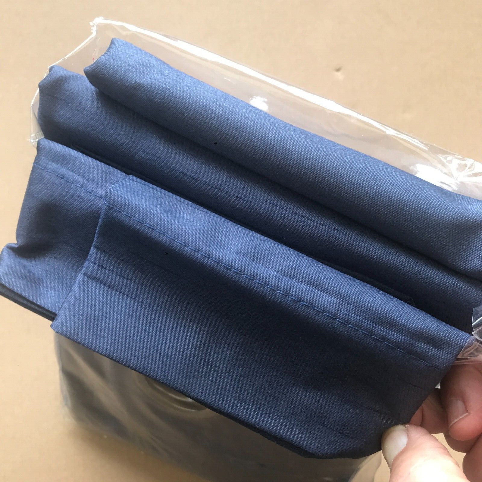 Indigo Blue Faux Silk Blackout Curtain Panels Pair of 37 X 84 each Grommet Hang