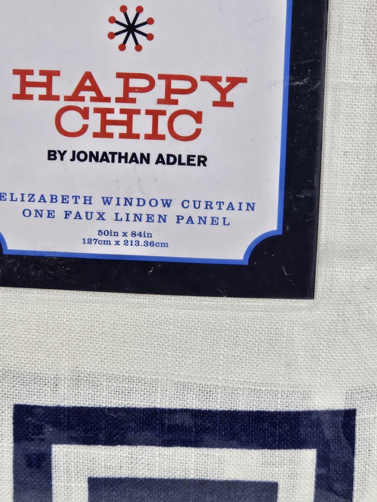 Happy Chic Jonathan Adler Curtain White Dark Blue Curtain Panel India 50×84 New